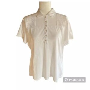 Just My Size White Short Sleeve Button Popover Blouse Size 1X (16W)